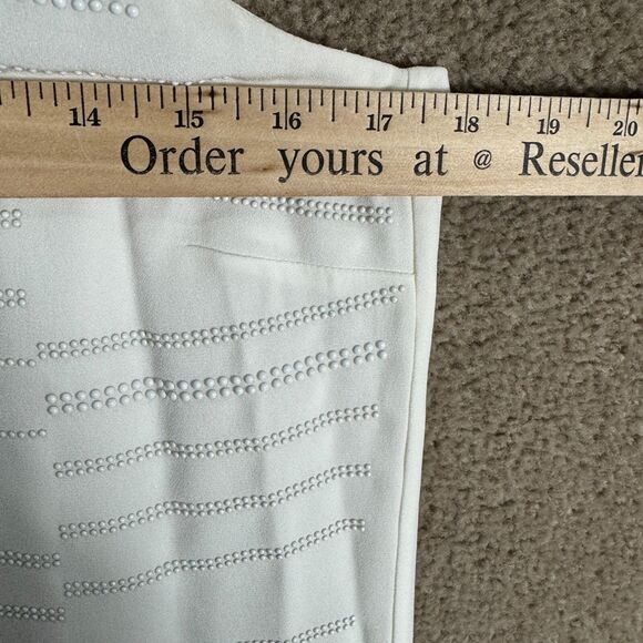 A.L.C. Gigi Shift Dress Womens 8 White Tonal Beaded Sleeveless V Neck Crepe Mini - Picture 5 of 11